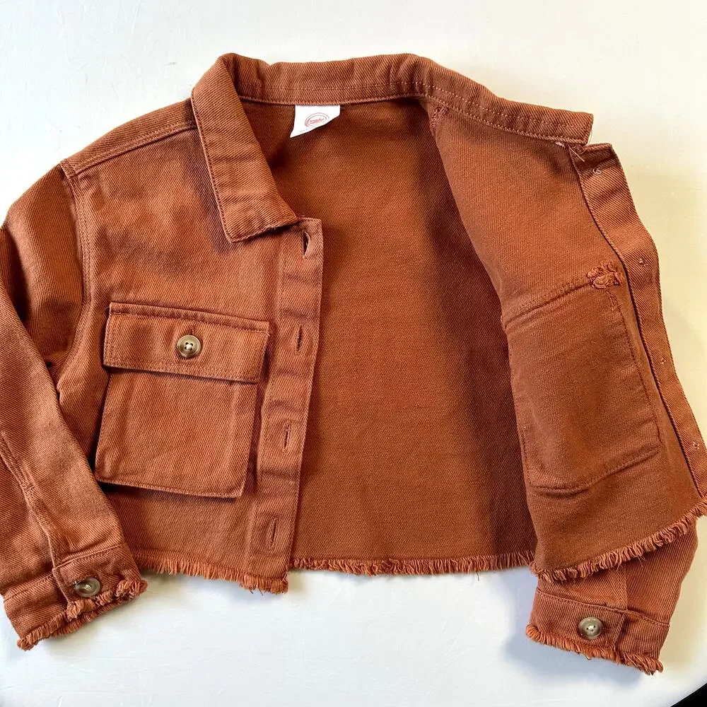 Wonder Nation Burnt Orange Cropped Light Weight Jean Jacket Sz 4T